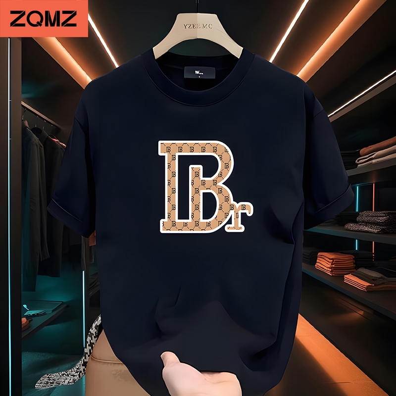 ZQMZ เสื้อยืดผู้ชาย ลําลอง เสื้อยืดแขนสั้น ผ้าฝ้าย 100% พิมพ์ลาย ทรงหลวม คอกลม แฟชั่นฤดูร้อน คุณภาพสูง M-3XL