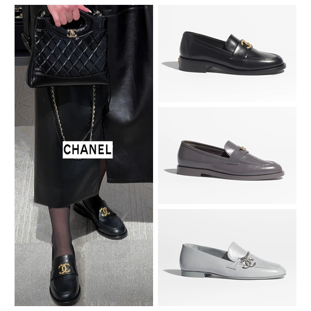 Chanel/หนังลูกวัว/สุภาพสตรี/รองเท้าส้นเตี้ย