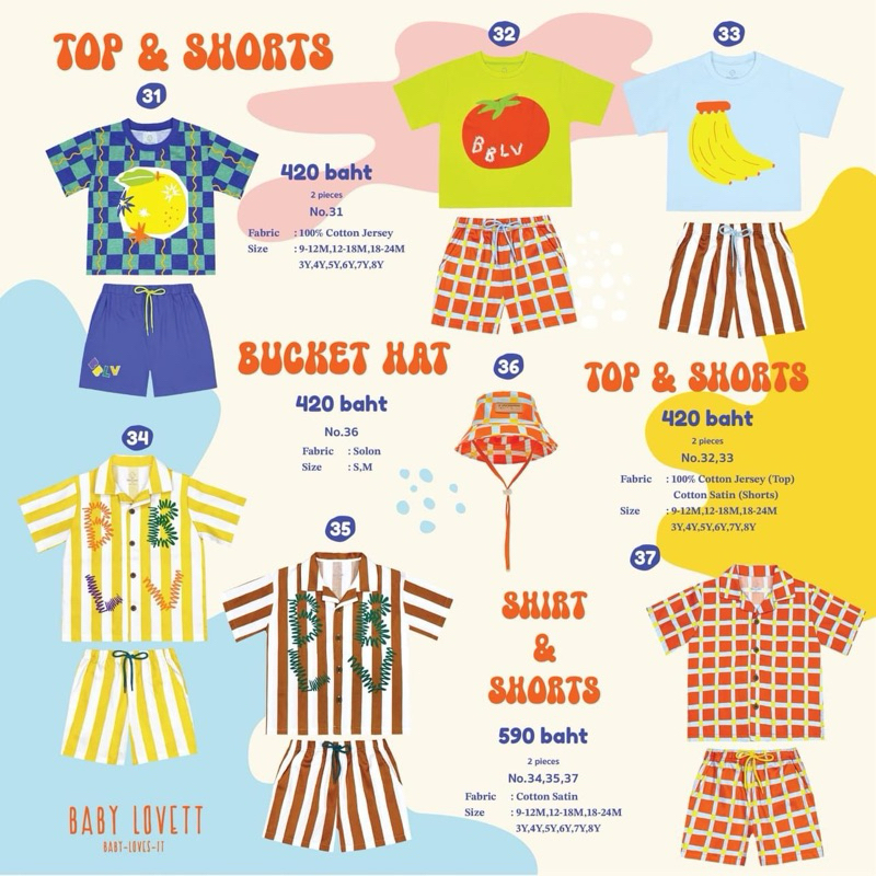 Summer Collection เสื้อผ้าเด็ก และ สินค้า brand Baby Lovett Funday Playground และอื่นๆ ชุด หมวก กระเป๋า (ของใหม่)