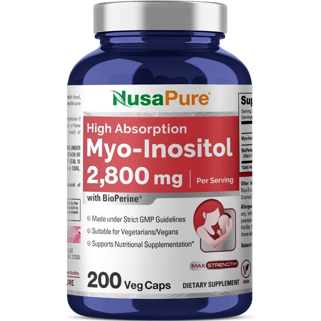 NusaPure Myo-Inositol 2800mg, 200 Capsules, Extra Strength Supplement (No.3576)