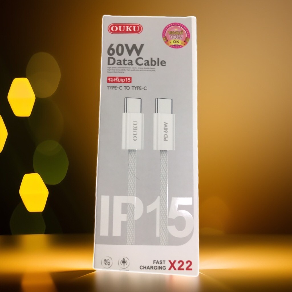 60W สาย Type-c to Type-c สายชาร์จสำหรับ โทรศัพท์มือถือ ไอโฟน และเอ็นดรอยด์ทั่วไป 35W-type-c to ip