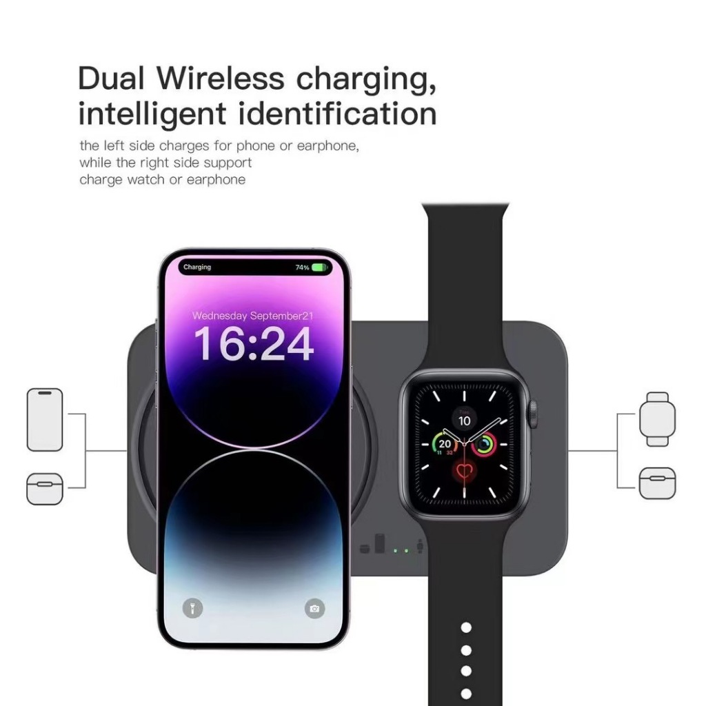 Orsen by Eloop W9 แท่นชาร์จไร้สาย 2 in 1 FAN Cooling Wireless Charger Smart Watch