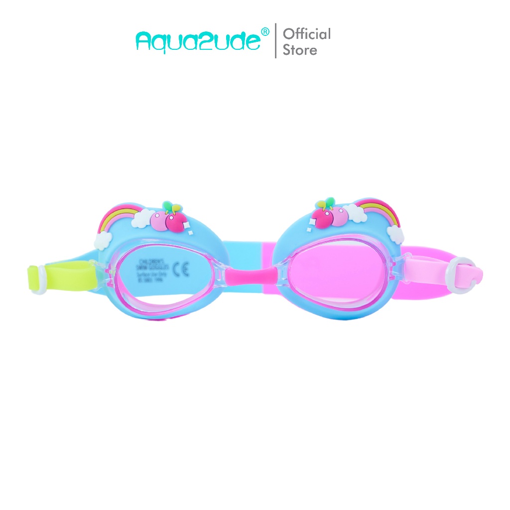 AQUA2UDE Rainbow cherry แว่นตาว่ายน้ำเด็ก3ขวบขึ้นไป เลนส์กันรังสี UVผ่านมาตรฐานความปลอดภัยจากอเมริกา