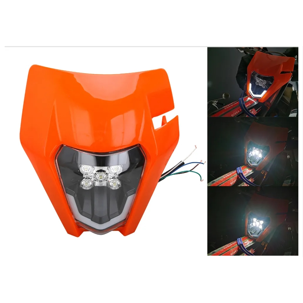 หน้ากากรถมีไฟ LED ทรง KTM ทรงสวย ไฟสว่าง โคมไฟหน้าสำหรับ KTM SX XC EXC EXCF และ MX จักรยาน Enduro Dirt พร้อมส่ง CR06