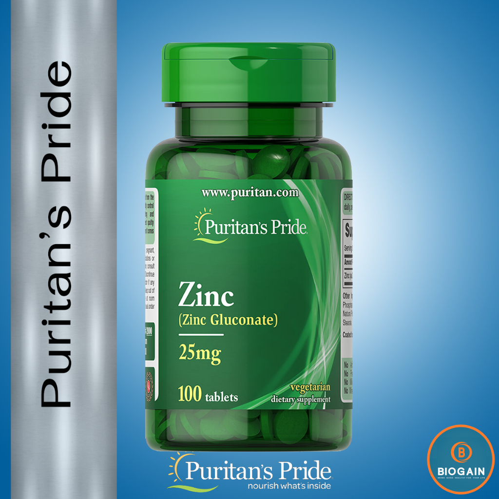 Puritan's Pride Zinc Gluconate 25 mg / 100 Tablets