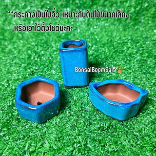 กระถางเซรามิกเคลือบ(ใบจิ๋ว) สีน้ำเงิน มีให้เลือก 15 แบบ