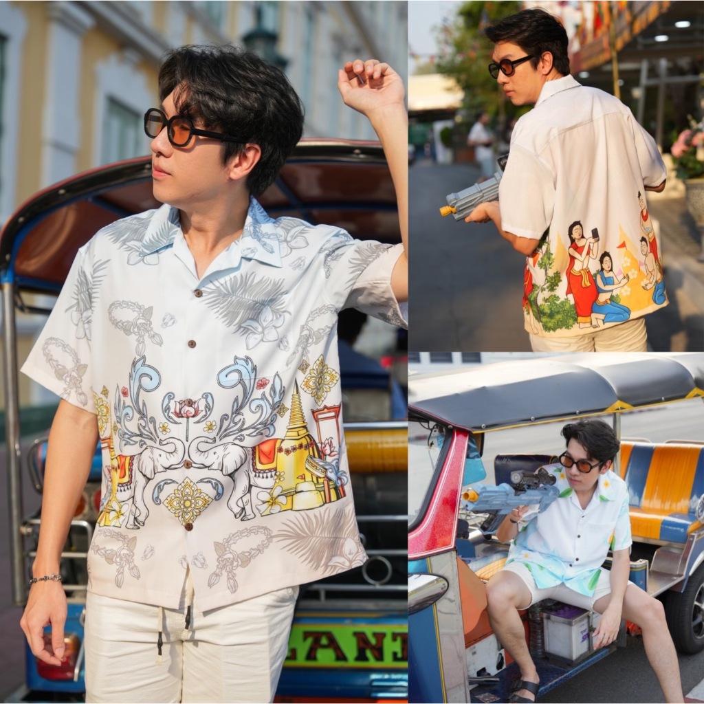 เสื้อฮาวาย ลายไทย ผ้านิ่มพิเศษ Premium shirt