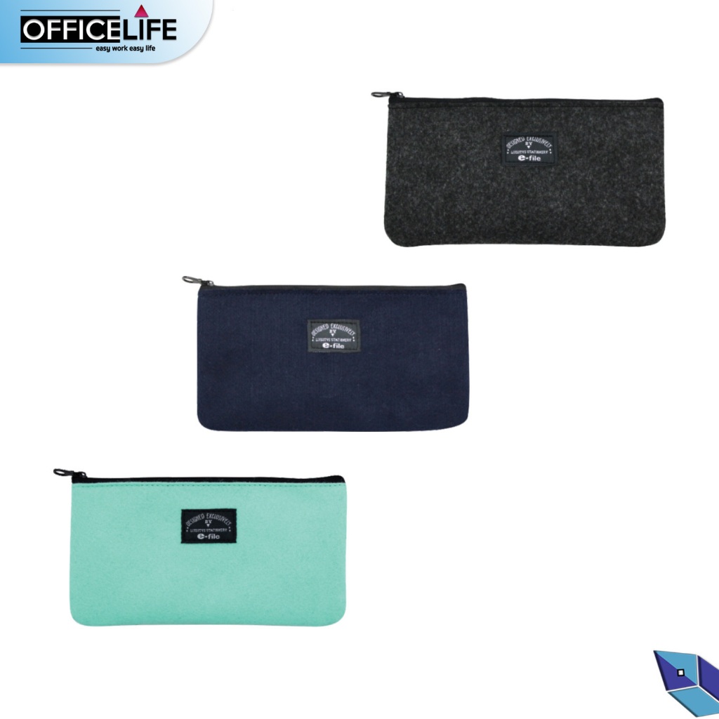 e-file (อี-ไฟล์) กระเป๋าคัลเลอร์แฟป Color Fab กระเป๋าดินสอ ผ้าโพลีเอสเตอร์ซับด้านใน รุ่น CPK51 สุ่มสี / 1 ใบ