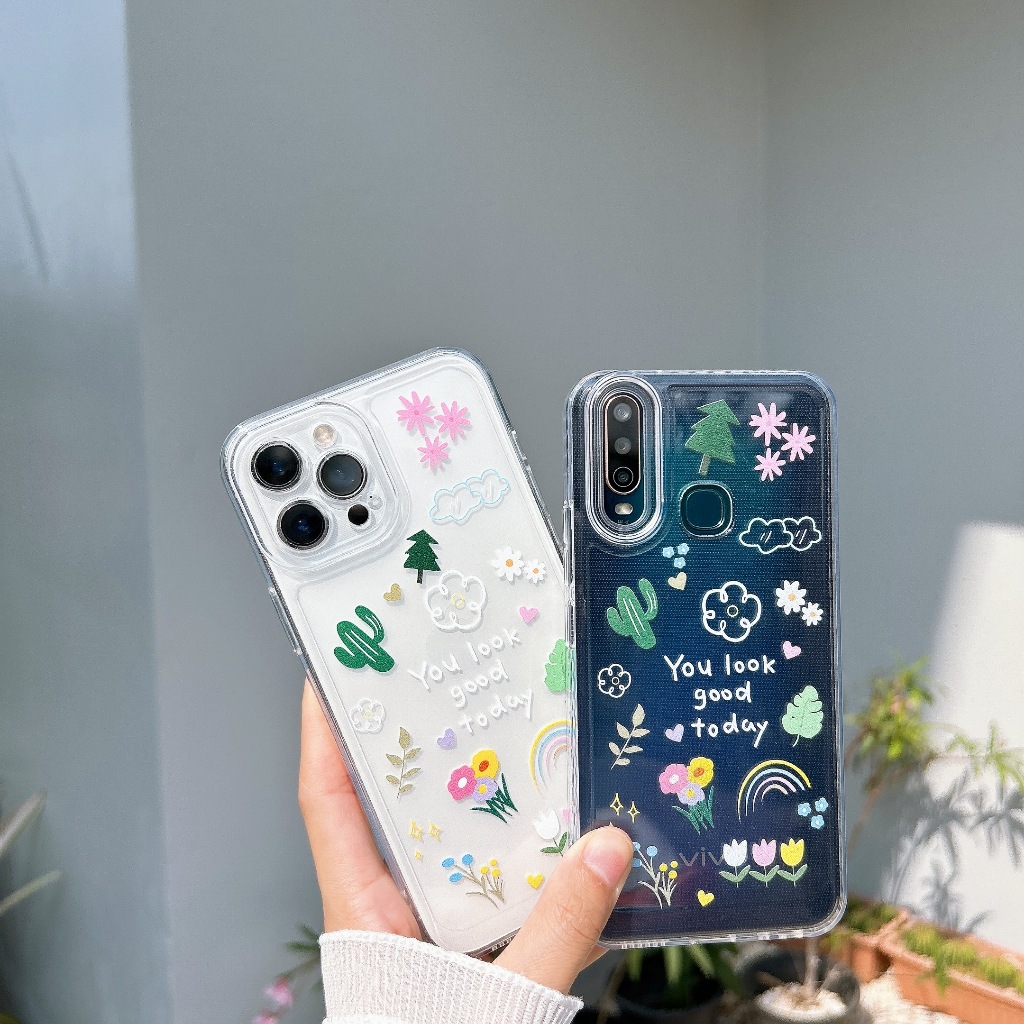 เคสใสนิ่ม ลายสกรีนการ์ตูน สำหรับ iPhone 14 pro max 11 15 12 13 OPPO A53 A58 A57 A18 A15 VIVO Y20 Y21 SAMSUNG A14 A23 A25