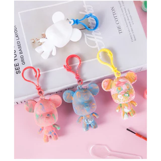🔥พร้อมส่ง🔥ชุดระบายสีพวงกุญแจรูปหมี DIY พลาสติก พร้อมสีและพู่กัน (Painting Doll) โมเดลตุ๊กตาหมีกราฟฟิติ ระบายสี