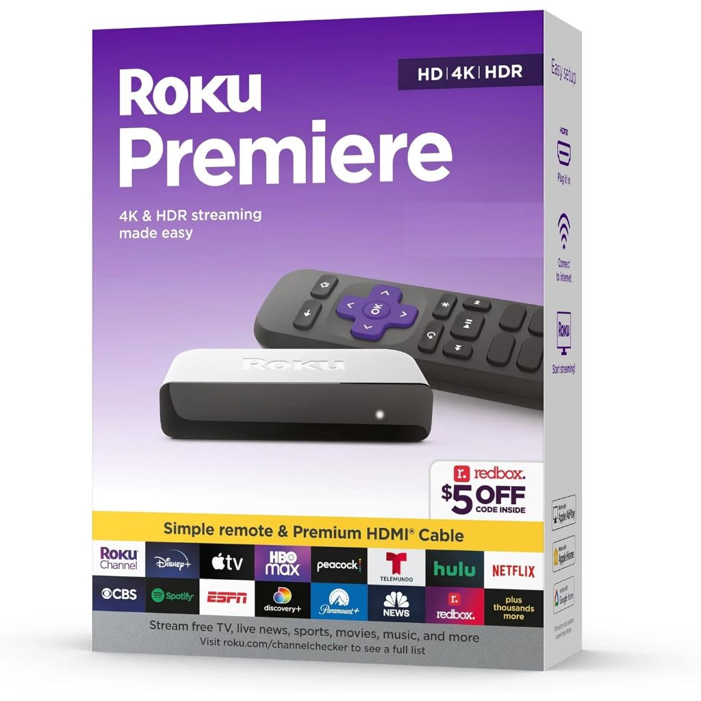 Roku Premiere 3920RW-SW | 4K/HDR Streaming Media Player Wi-Fi Enabled with Premium High Speed HDMI USA Import Authentic