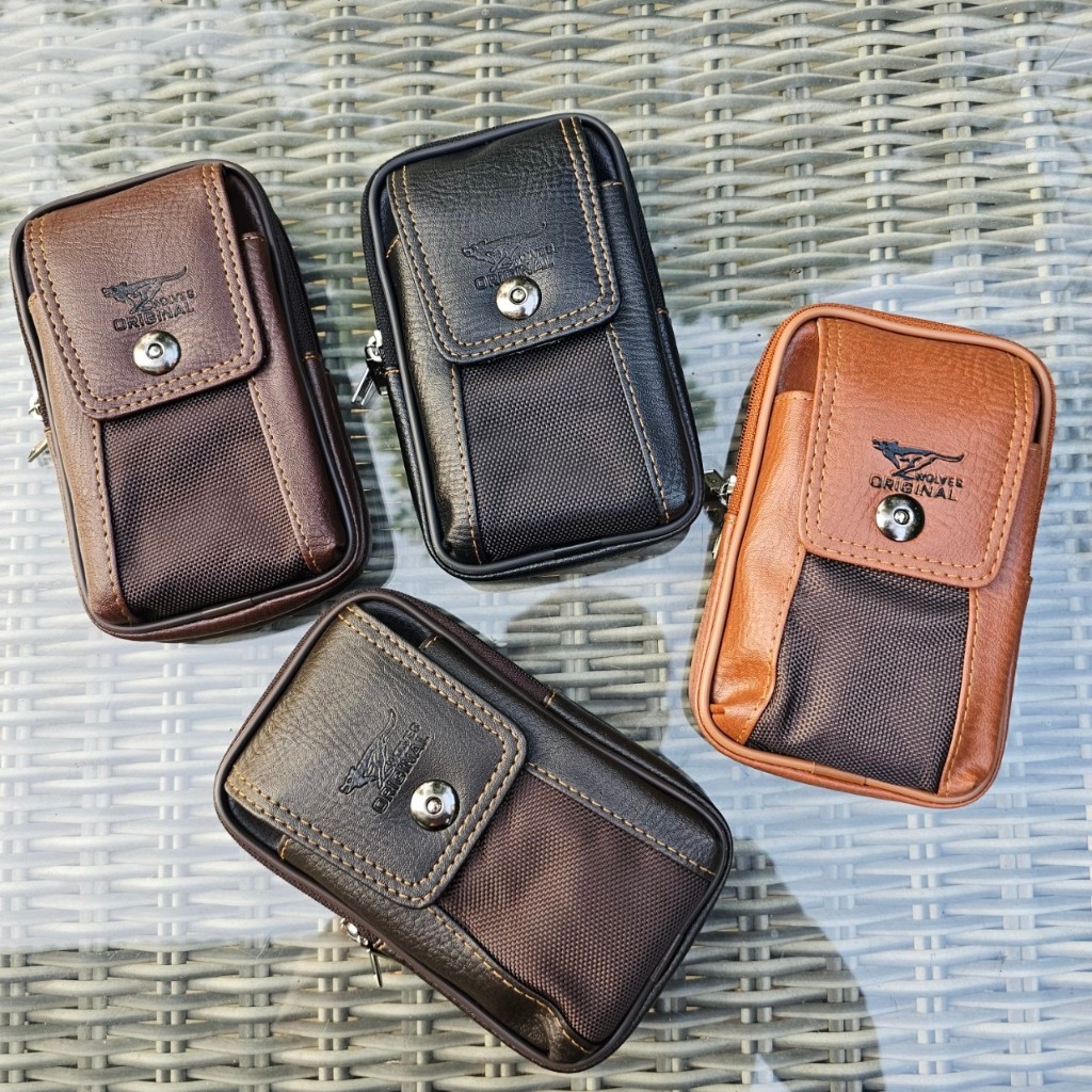 กระเป๋าใส่โทรศัพท์ กระเป๋าคล้องเข็มขัด กระเป๋าผู้ชาย แบรนด์ WOLVES ORIGINAL 100% 2ช่องซิป 1 ช่องกระด
