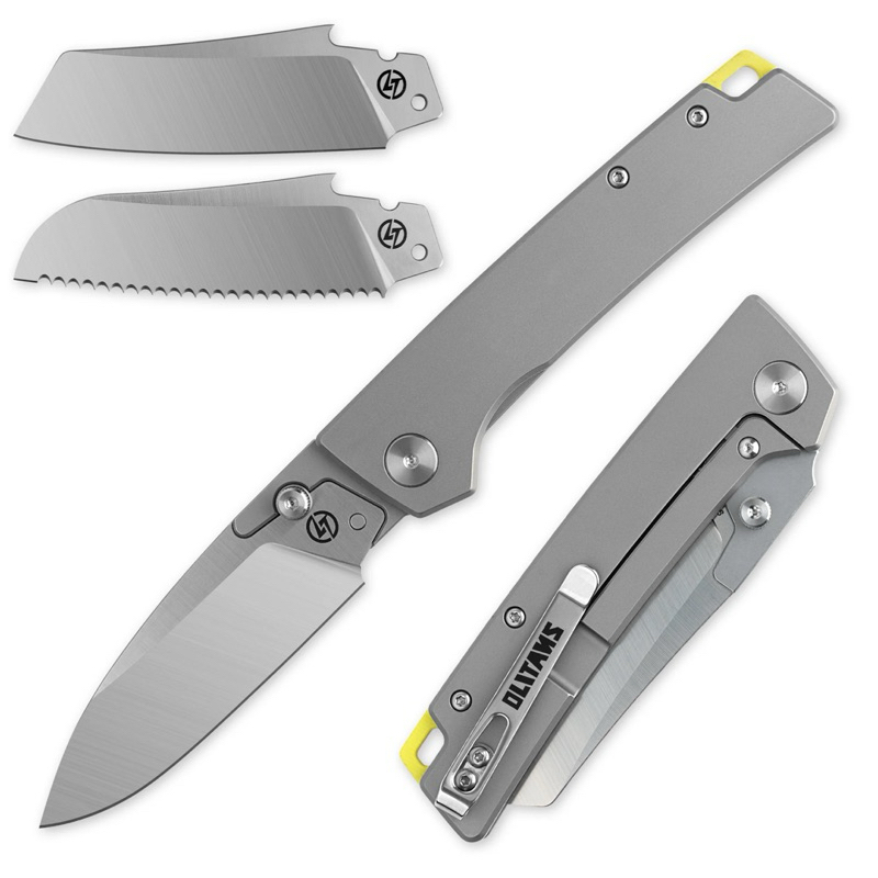 OLITANS T024 Folding Knife for EDC, Replaceable blades Pocket knife, TC4 Titanium Alloy Handle