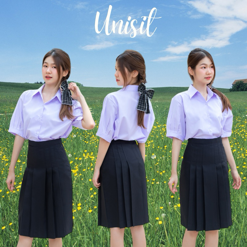 เสื้อนักเรียนหญิง มอปลาย แขนจีบ ปกเชิ้ต สีโอโม่ (รอบอก 36-50“)