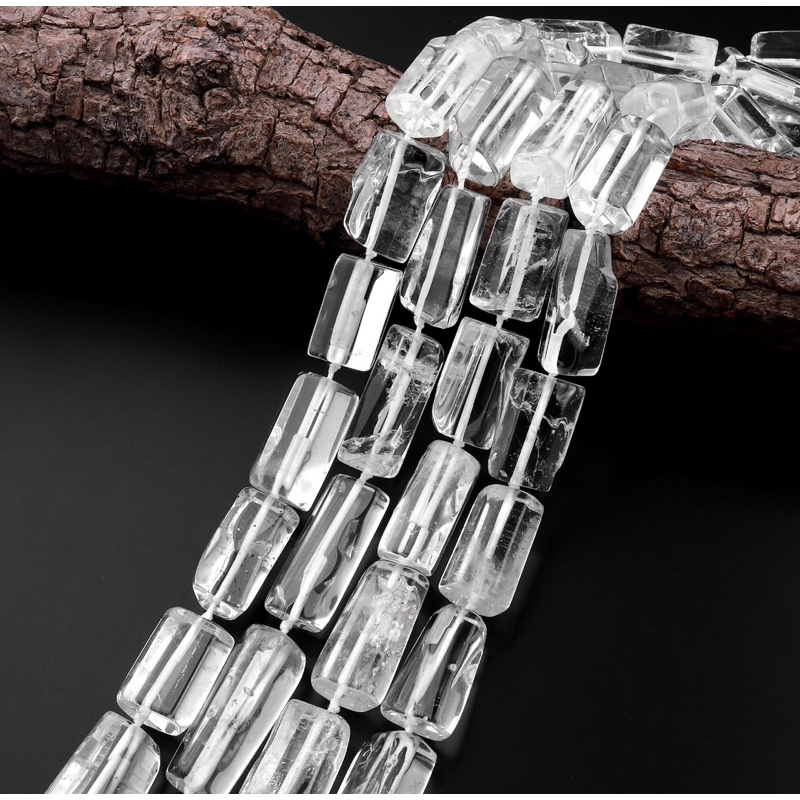 1 ST 15 inchs Natural Rock Quartz Beads Long Cylinder Tube Nugget Hand Cut Clear Raw Crystals 15.5" 