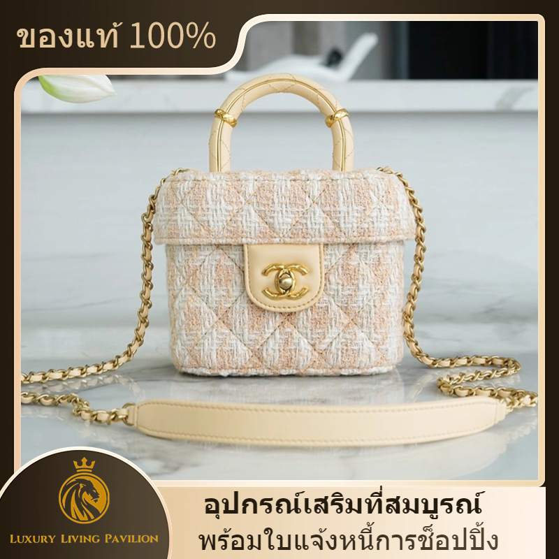 👜ซื้อจากฝรั่งเศส ให้ใบแจ้งหนี้การช้อปปิ้งchanel 23S handle box cosmetic bag Vitality orange shopeeถู