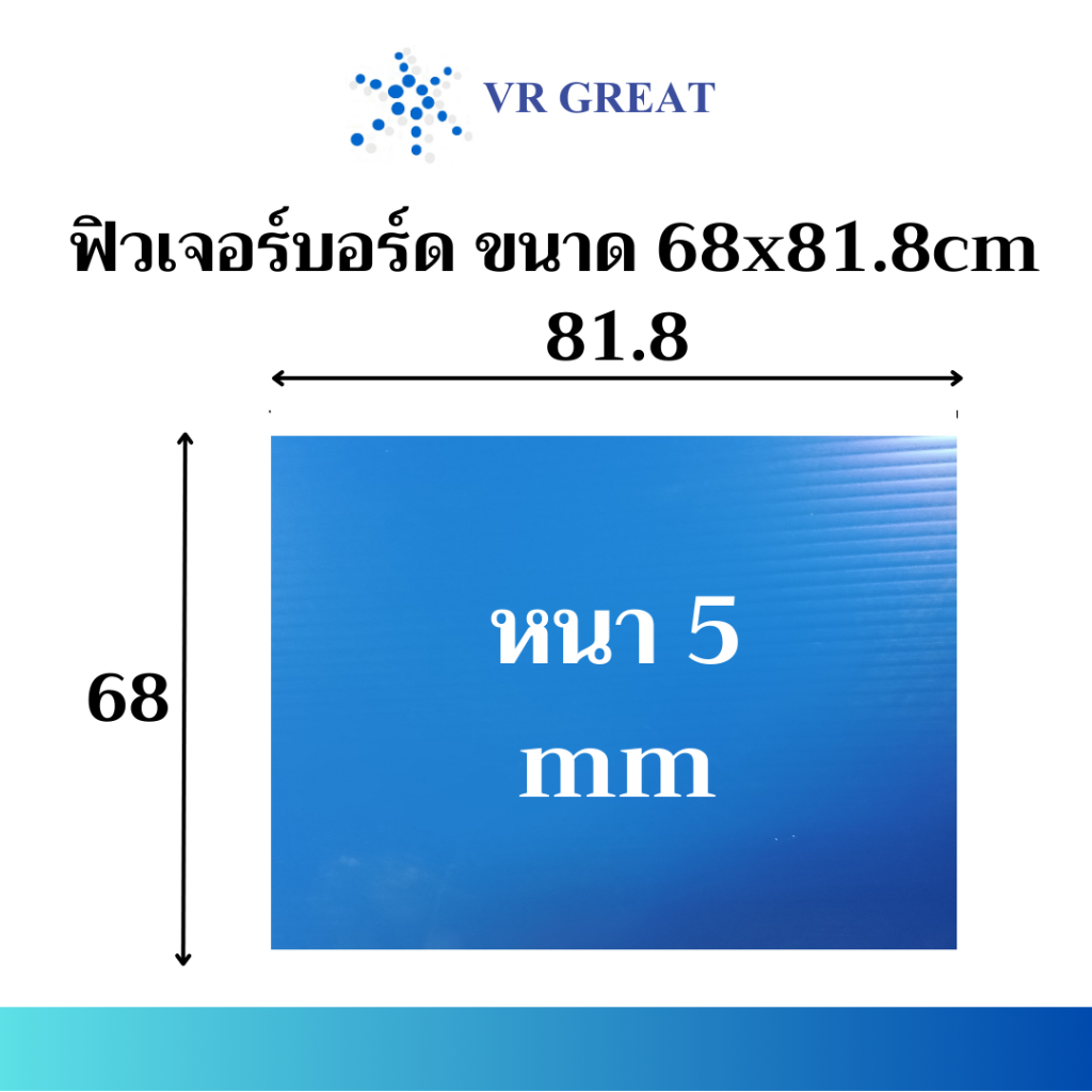 แผ่นฟิวเจอร์บอร์ด สีน้ำเงิน ขนาดกว้าง 68 cm ยาว 81.8 cm หนา 5 mm ราคาต่อแผ่น
