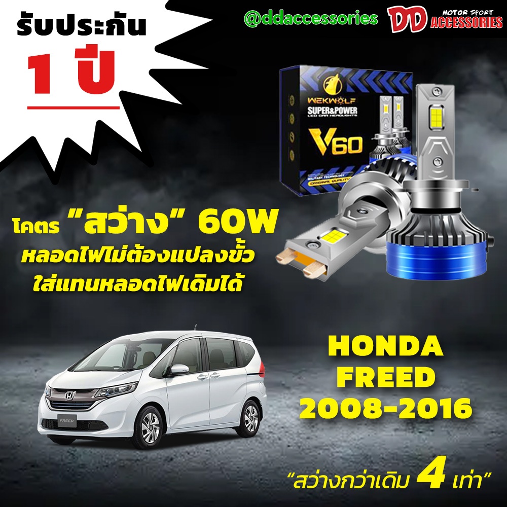 หลอดไฟหน้า V60 LED ขั้วตรงรุ่น Honda Freed 2008