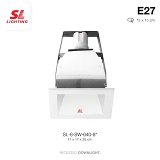 SL LIGHTING | Recessed Downlight โคมไฟดาวน์ไลท์ E27 แบบฝังฝ้า ทรงสี่เหลี่ยมขอบสีขาว รุ่น SL-6-SW-640