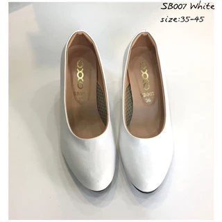 Prettycomfort รองเท้าคัทชู หญิง เล็กกว่าปกติ1ไซส์ ส้นสูง 2.5นิ้ว ใส่ทำงาน เรียน หนังนิ่ม SB007
