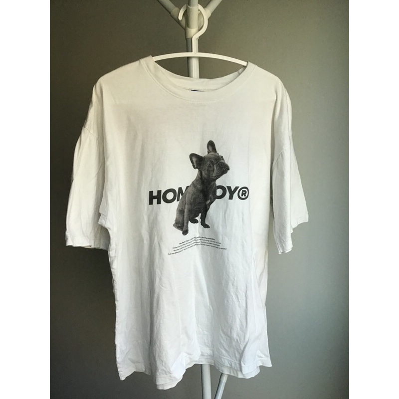 ส่งต่อ เสื้อยืดสีขาวลายfrench bulldog  Homeboy ไซส์L งานแท้