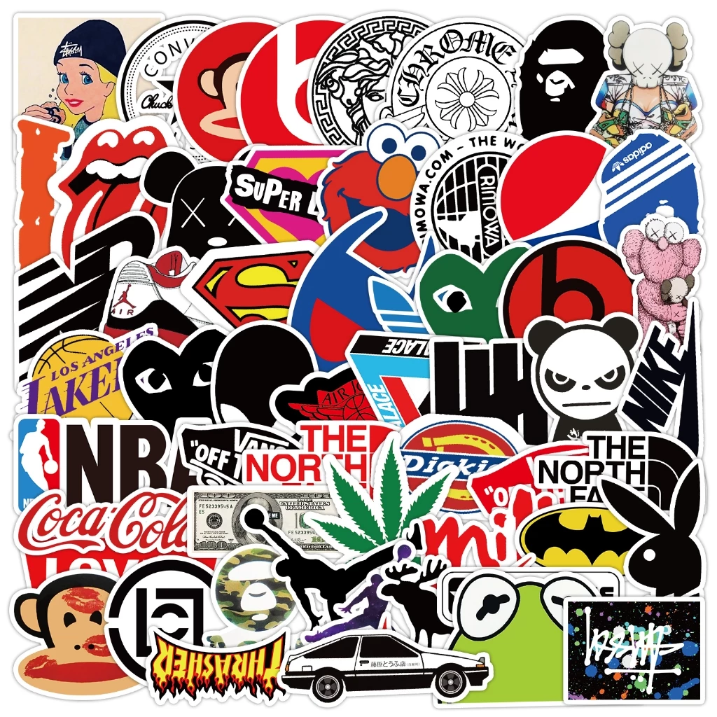 ✨พร้อมส่ง✨สติกเกอร์ไดคัท เสื้อยืด stussy NBA logo สติ๊กเกอร์ ใช้ซ้ำได้ กระโปรงหลังรถ Sticker 50pcs