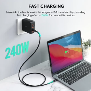 [สำหรับ Samsung S25] AUKEY สายชาร์จเร็ว 240W 5A Silicone USB-C to USB-C PD3.1 CB-SCC241/CB-GCC241