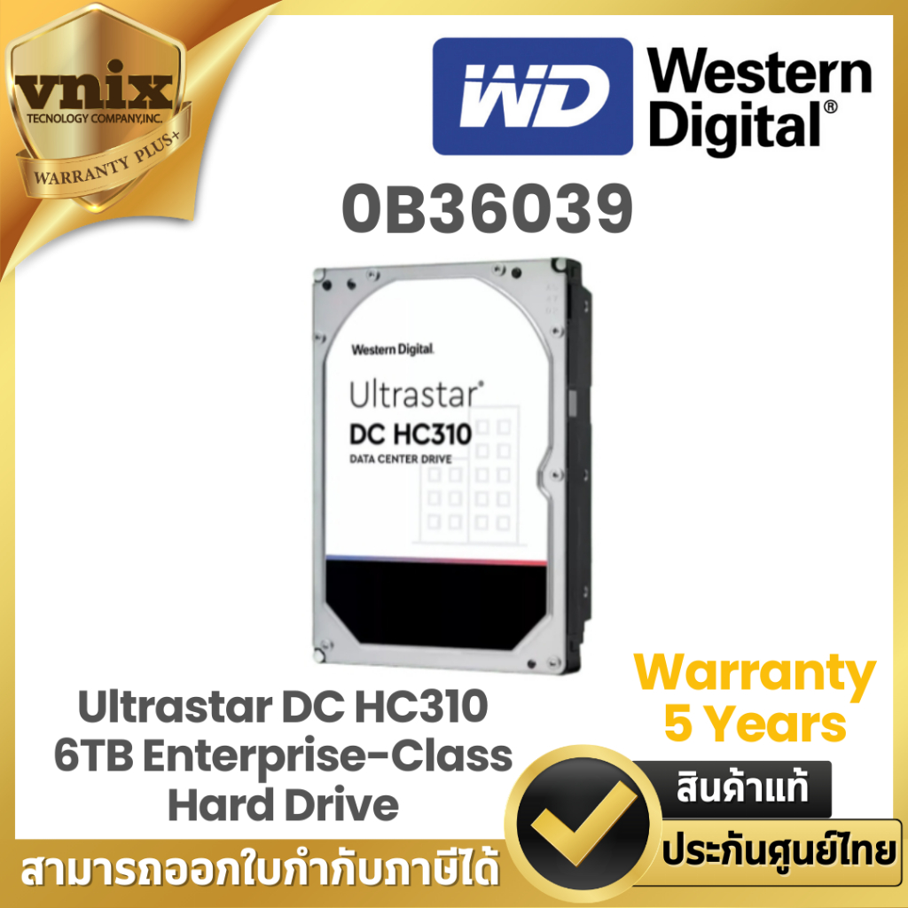 WD 0B36039 Ultrastar DC HC310 6TB Enterprise-Class Hard Drive Warranty 5 Years