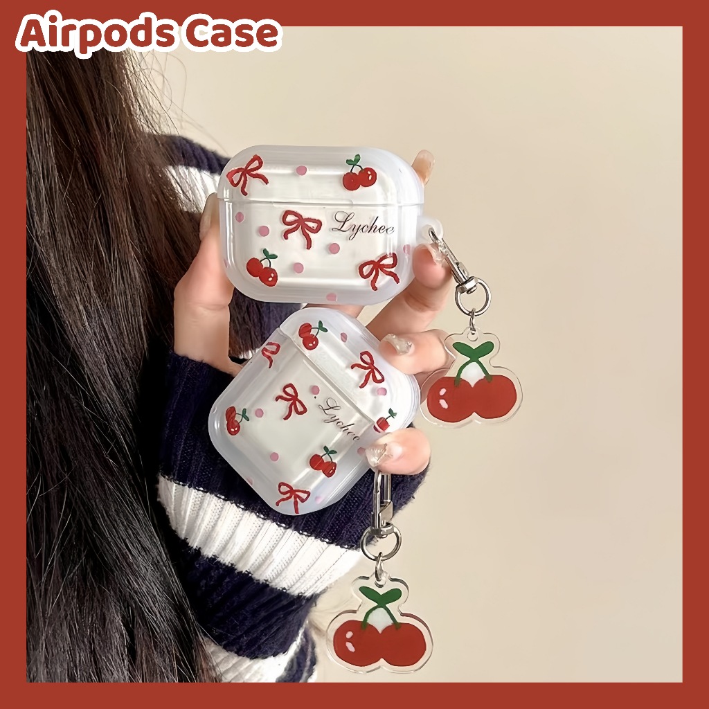 พร้อมส่ง เคส สำหรับ Airpods 3 case เคสหูฟัง AirPods 1/2/3/Pro/Pro2 การ์ตูน โบว เชอร์รี่ กันกระแทกได้ดี กันรอยขีดข่วน