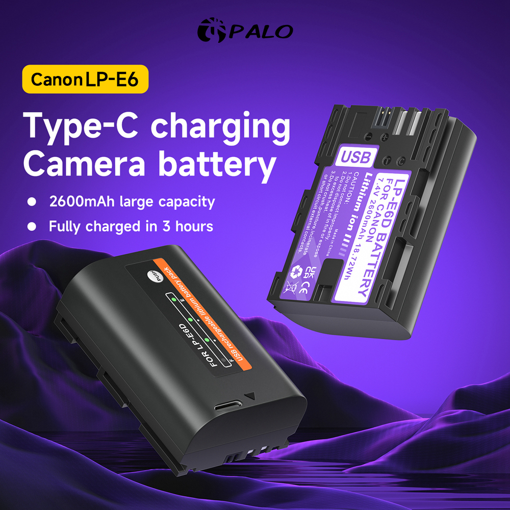 Palo แบตเตอรี่กล้อง LP-E6 LP-E6N แบตเตอรี่ USB ชาร์จสำหรับ Canon EOS R6 R7 5D 6D 7D 60D 70D 80D 90D