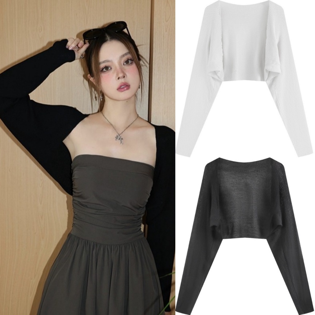 พร้อมส่ง  เสื้อไหมพรม  คลุมกันแดด แขนยาว ผ้านิ่มใส่สบาย ฟรีไซส์