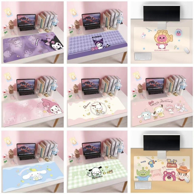 🖱️พร้อมส่งจากกทม🎀แผ่นรองเม้าส์ ที่รองเมาส์ 2 ด้าน แผ่นรองเมาส์หนัง PU  รูปแบบ Sanrio กันน้ำและกันคราบ ผิวเรียบ ยึดเกาะได