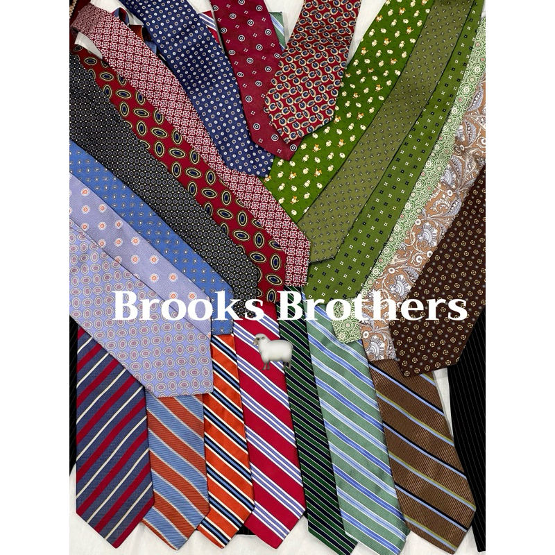 🐑 พร้อมส่ง〰️🤍  เนคไท Brooks Brothers  USA 🇺🇸 เนคไทแบรนด์เนม มือสอง (necktie brandname)