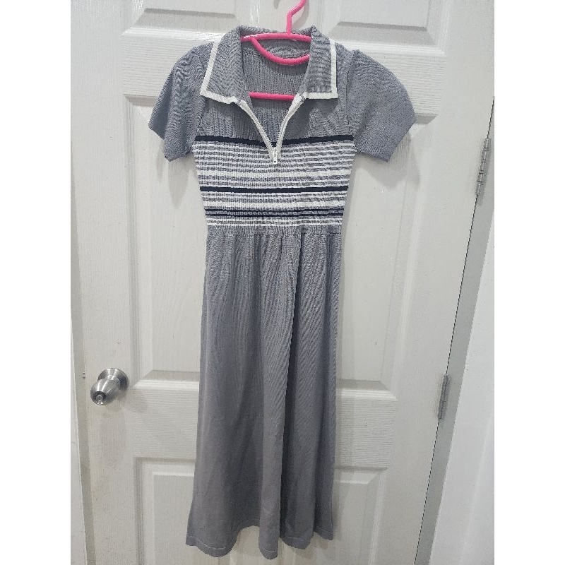 เดรสไหมพรม สีเทา ร้าน YqKoreanShop