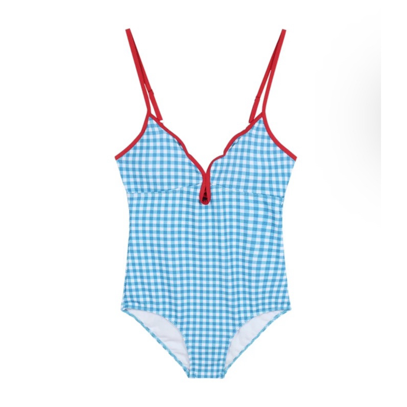 Apilapa(พร้อมส่ง) บอดี้สูท ชุดว่ายน้ำ ชุดไปทะเลลายสก็อตฟ้า