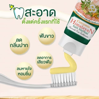 ยาสีฟันสมุนไพรเกลือหิมาลัย ขมิ้นชัน ปราศจากฟลูออไรด์ เฮิร์บพลัส โดยหมอแบงค์ CURCUMIN HIMALAYAN SALT HERBAL