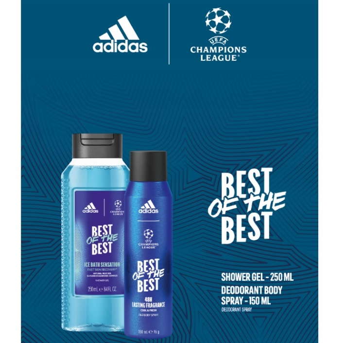 Adidas Best Of The Best UEFA Deo Body Spray 150ml / Shower Gel 250ml