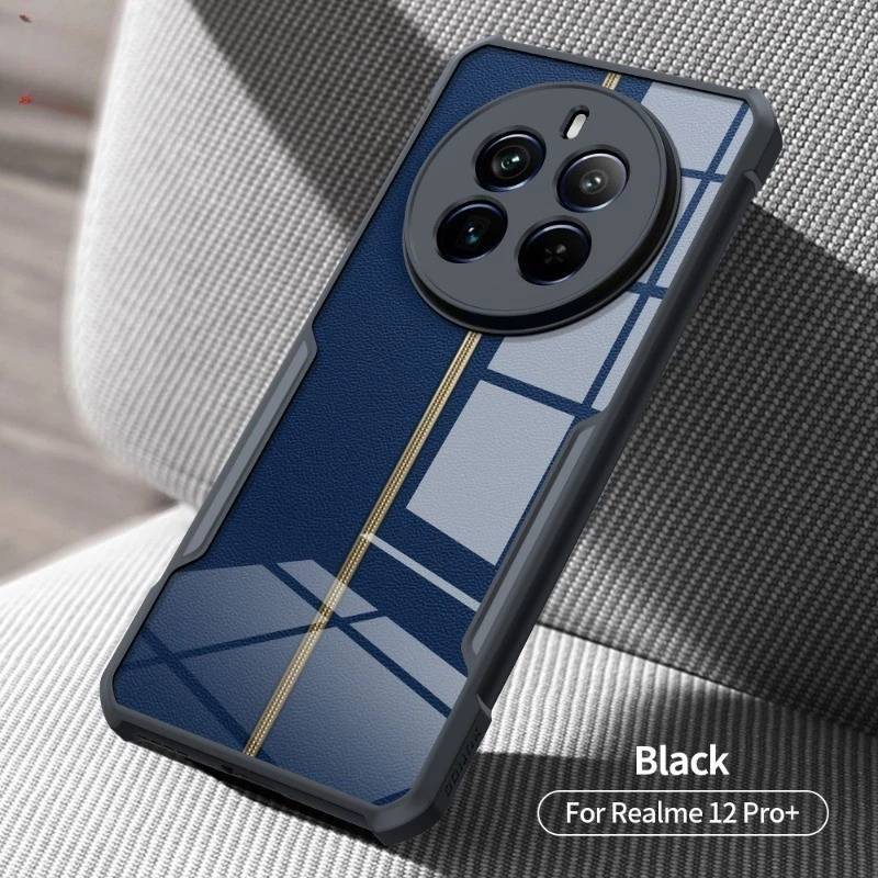 Realme 12X 5G/Realme 12 5G/Realme 12 Pro Plus 5GเคสกันกระแทกขอบสีหลังใสRealme12+5G/Realme 12 Pro 5G/