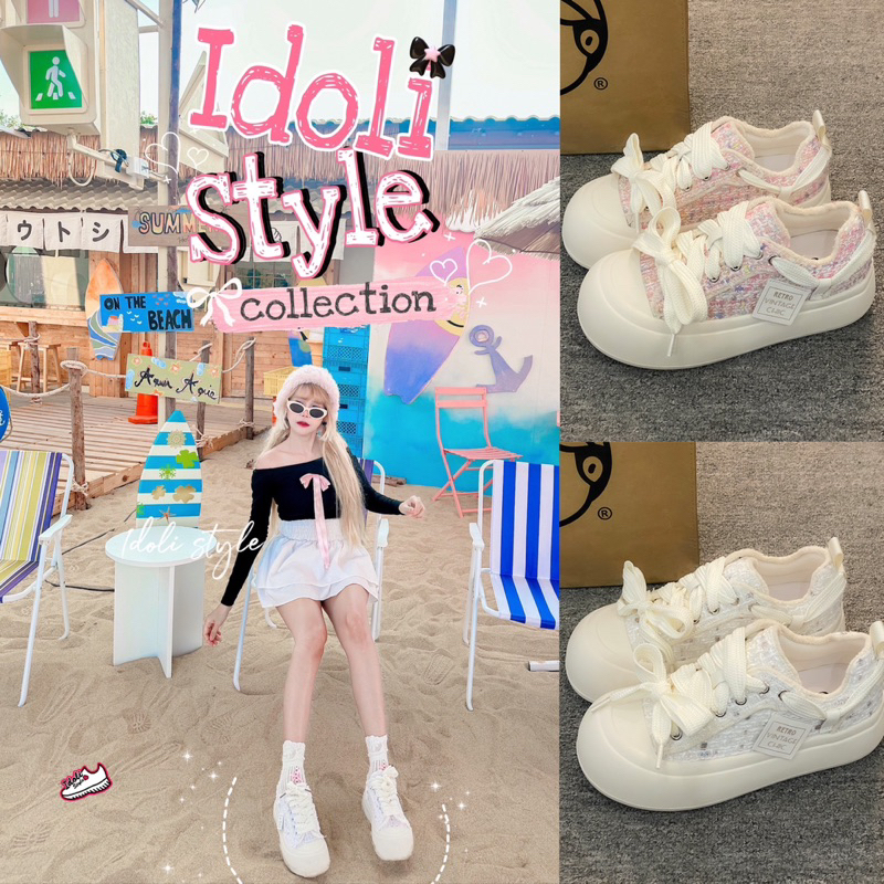 Idoli Style ผ้าใบเสริมส้นแนวเกาหลี พร้อมส่งในไทย