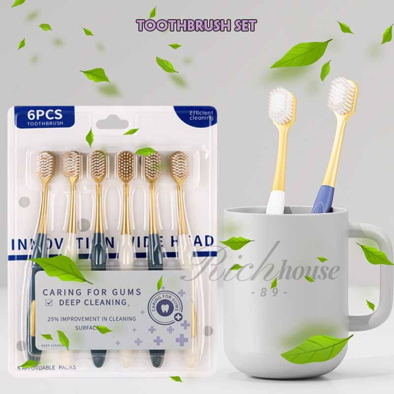 พร้อมส่ง แปรงสีฟัน 1 Set 6 ชิ้น ขนแปรงนุ่ม ด้ามจับถนัดมือ แปรงสไตล์ญี่ปุ่น เกรดพรีเมียมขึ้นห้าง B00013
