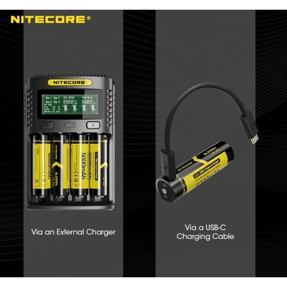 พร้อมส่ง ของแท้100%  NITECORE NL2150RX 5000mAh USB-C ชาร์จ 21700 แบตเตอรี่