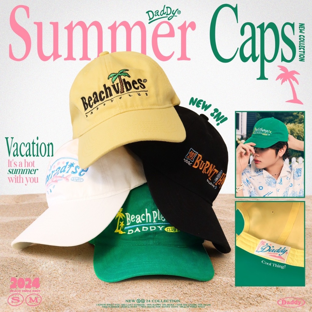 DADDY | Summer Caps หมวกแก๊ป ปักลาย style Summer มี 4 สี สุดน่ารัก