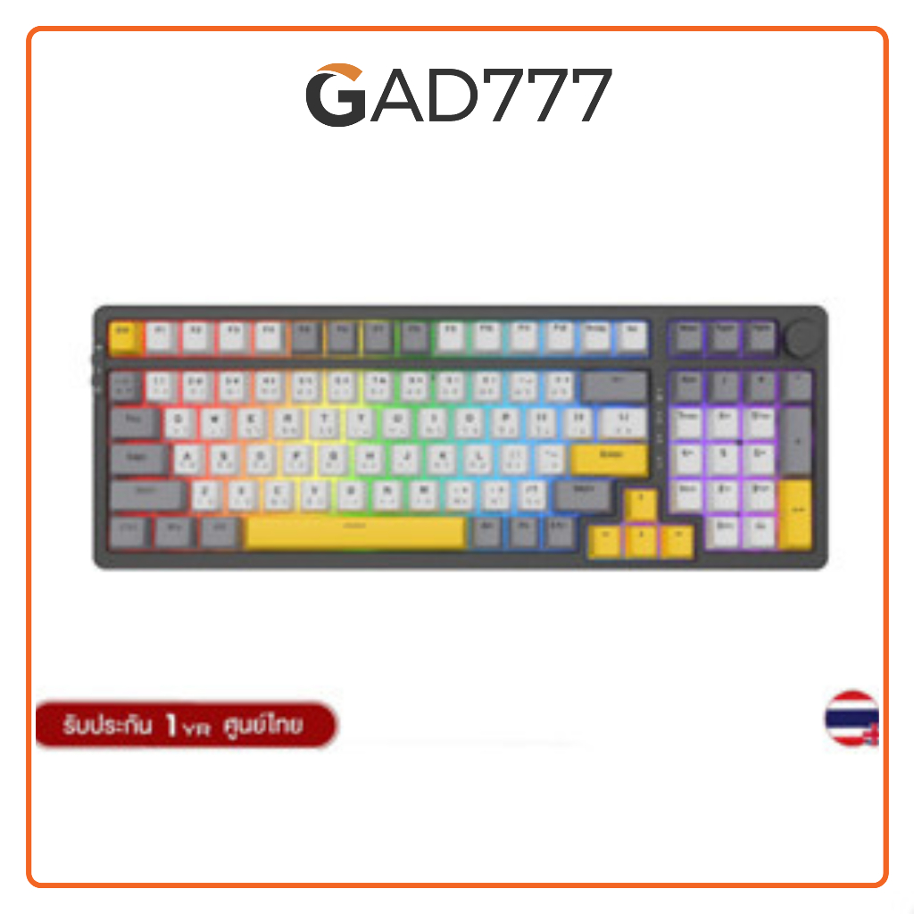 AJAZZ AK992 รุ่น Full-RGB เชื่อมต่อ Tri-Mode 99KEY GASKET MECHANICAL KEYBOARD (G7_291)