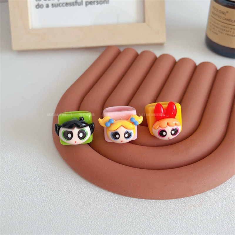 พร้อมส่ง แหวน The Powerpuff Girls พาวเวอร์พัฟฟ์เกิลส์ แหวนเรซิ่น สไตล์เกาหลี Ring เครื่องประดับ gift สีสันสดใส 34005