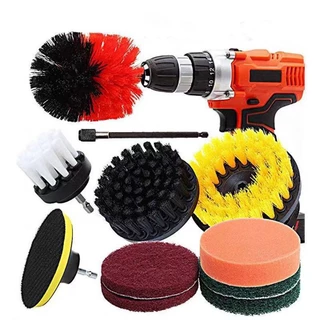 ชุดแปรงสว่านไฟฟ้า 4/11Pcs ชุดสว่านไฟฟ้า แปรงทำความสะอาดรถยนต์ แปรงขัดล้อ Drill Scrub Pads Scrubber Brush