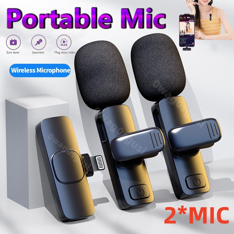 ลดเสียงรบกวนอัจฉริยะ Wireless Microphone สมาร์ทโฟน ไมค์ไร้สายหนีบเสื้อ