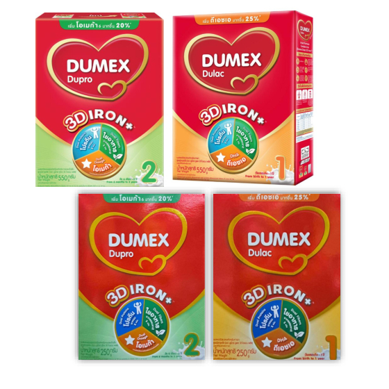 นมผงดูเม็กซ์ Dumex ดูแลค Dulac สูตร 1 / ดูโปร Dupro สูตร 2  250-575 กรัม