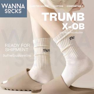 ส่งจากไทย!! ถุงเท้าแฟชั่น Thumb สไตล์เกาหลี ถุงเท้าสีพื้น สำ…