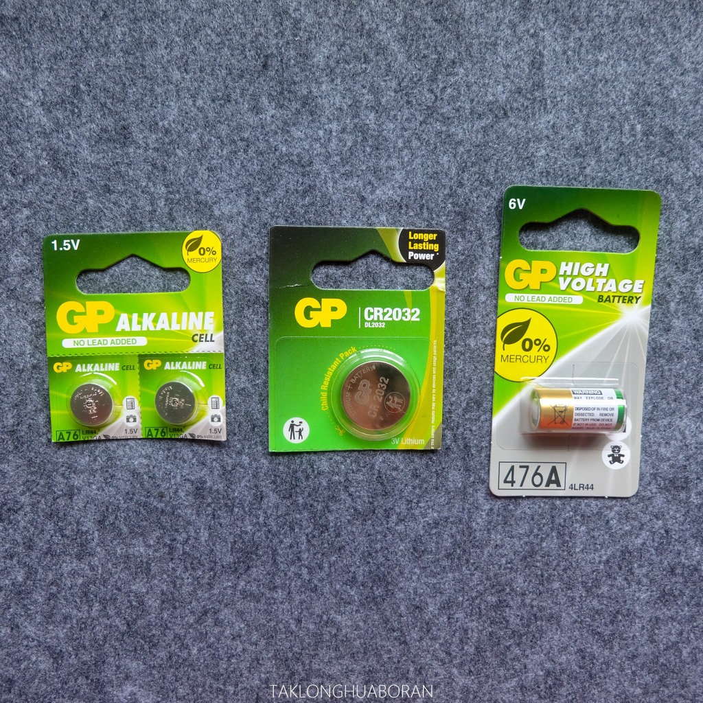 ถ่านยี่ห้อ GP ชนิด LR44,CR2032,4LR44