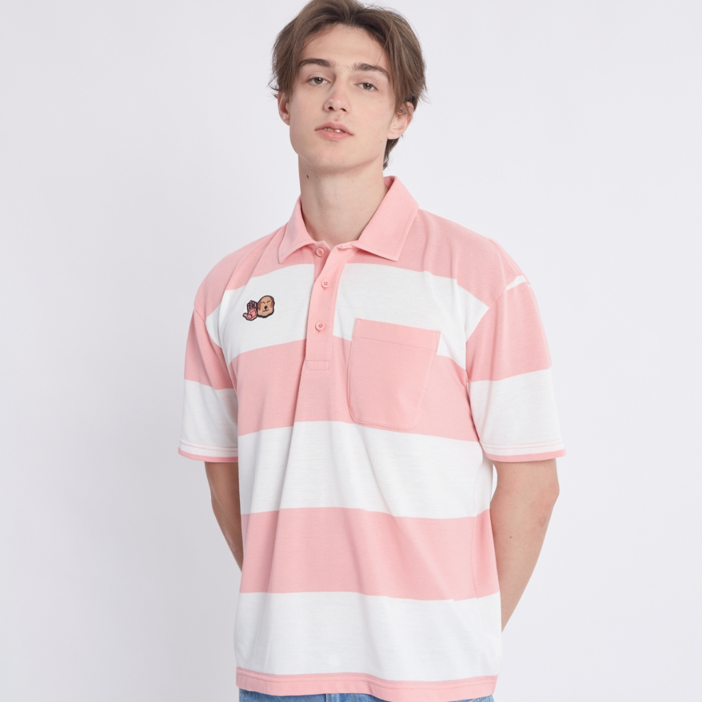 BODY GLOVE &amp; FRIEND COLLECTION Polo 2024 - เสื้อโปโล ลายทาง สีชมพู